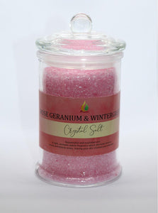 ROSE GERANIUM & WINTERGREEN Indulgence Crystal Salt A+ Essentials Pty Ltd